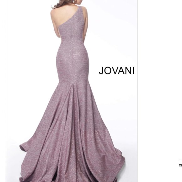 Light Pink One Shoulder Glitter Jovani Dress 67650 - Picture 2 of 2